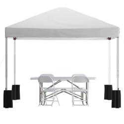 Flash Furniture - JJ-GZ10PKG183Z-4LEL3-WHWH-GG - 10 ft x 10 ft Wheeled White Pop Up Canopy Tent image