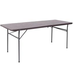 Flash Furniture - DAD-LF-183Z-GG - 6 ft Bi-Fold Brown Wood Grain Plastic Table image