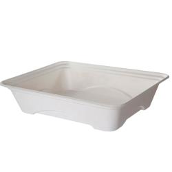 Eco-Products - EP-SCTR13101LNFA - 1 Compartment Renewable and Compostable Lined Sugarcane Half Pans image