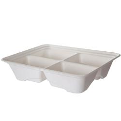 Eco-Products - EP-SCTR13104LNFA - 4 Compartment Renewable and Compostable Lined Sugarcane Half Pans image