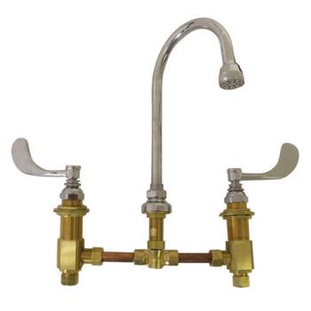 15101 - T&S Brass - B-2866-04 - 8 in Deck Mount Restroom Faucet w/ 5 3/4 in Gooseneck Spout Product Image