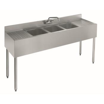 95354 - Krowne - 18-53C - 60 in Three Compartment Bar Sink With Drainboards Product Image
