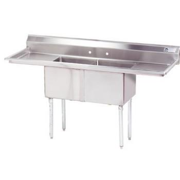 ADVFE2162018RLX - Advance Tabco - FE-2-1620-18RL-X - 16 in x 20 in x 12 in 2 Compartment Sink w/ Left and Right Drainboards Product Image
