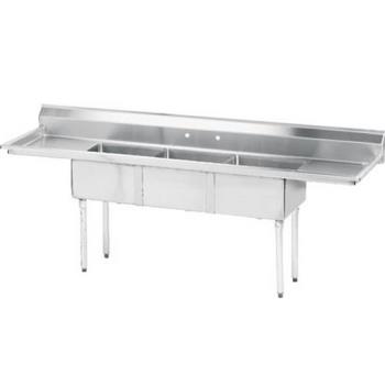 ADVFE3181218RLX - Advance Tabco - FE-3-1812-18RL-X - 18 in x 18 in x 12 in 3 Compartment Sink w/ Left and Right Drainboards Product Image
