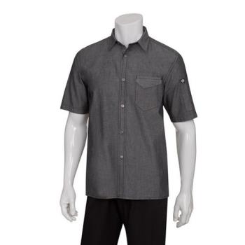 CFWSKS002BLK2XL - Chef Works - SKS002-BLK-2XL - Black Detroit Short-Sleeve Denim Shirt (2XL) Product Image