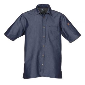 CFWSKS002IBLS - Chef Works - SKS002-IBL-S - Indigo Blue Detroit Short-Sleeve Denim Shirt (S) Product Image