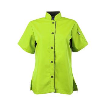 KNG2127LMSLL - KNG - 2127LMSLL - Large Women's Active Lime Green and Slate Chef Shirt Product Image