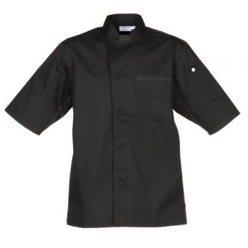 38185 - Chef Works - VSSS-BBK-M - Medium Black Valais V-Series Chef Coat Product Image