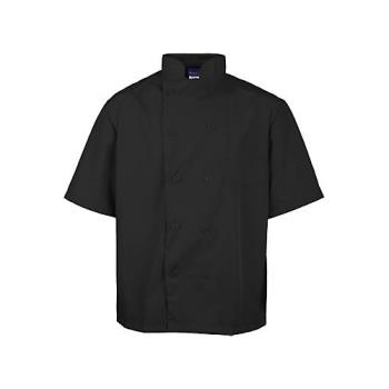 2578BLKM - KNG - 2578BLKM - M Lightweight Short Sleeve Black Chef Coat Product Image