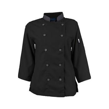 2125BKSLS - KNG - 2125BKSLS - Small Women's Active Black 3/4 Sleeve Chef Coat Product Image