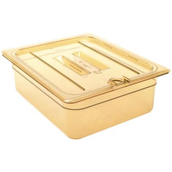2471245 - Cambro - 20HPCHN150 - 1/2 Size Amber H-Pan™ Handled Notched High Heat Food Pan Cover Product Image
