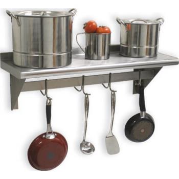 ADVPS1248ECX - Advance Tabco - PS-12-48-EC-X - 48 in x 12 in Stainless Steel Wall Shelf w/ Pot Rack Product Image