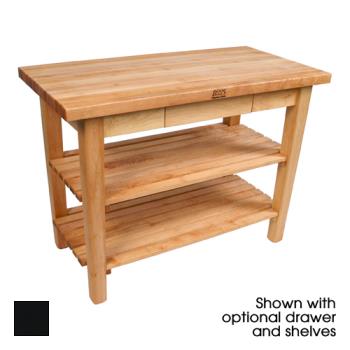 JHBC4830C2SBK - John Boos - C4830C-2S-BK - 48 in x 30 in Country Table w/ 2 Shelves & Casters Product Image
