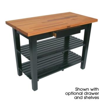 JHBOC4830D2SBK - John Boos - OC4830-D-2S-BK - 48" x 30" Black Oak Table w/ Drawer & (2) Shelves Product Image
