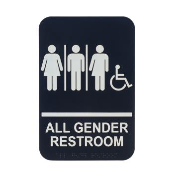 WINSGNB608 - Winco - SGNB-608 - 6 in x 9 in All Gender Handicap Accessible Restroom Sign Product Image