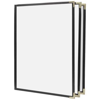95782 - KNG - 3967BLKGLD - 8 1/2 in x 11 in 3 Page Black and Gold Menu Cover Product Image