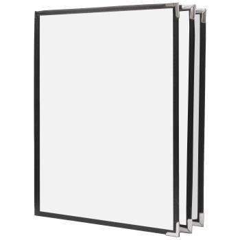 95809 - KNG - 3972BLKSLV - 8 1/2 in x 14 in 3 Page Black and Silver Menu Cover Product Image