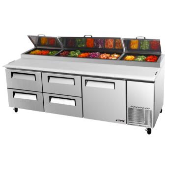 TURTPR93SDD4N - Turbo Air - TPR-93SD-D4-N - 93 in 4 Drawer 1 Door Super Deluxe Pizza Prep Table Product Image