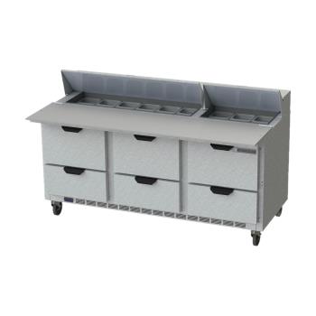 BEVSPED72HC18C6 - Beverage Air - SPED72HC-18C-6 - 72 in 6 Drawer Cutting Top Prep Table Product Image