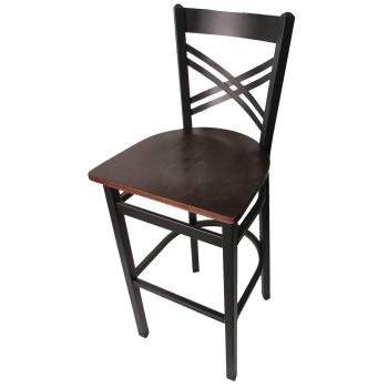 OAKSL21301W - Oak Street Mfg. - SL2130P-1-WA - Crossback Barstool w/Walnut Wood Seat Product Image