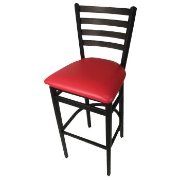 OAKSL2301RED - Oak Street Mfg. - SL2301P-RED - Ladderback Barstool w/Red Vinyl Seat Product Image