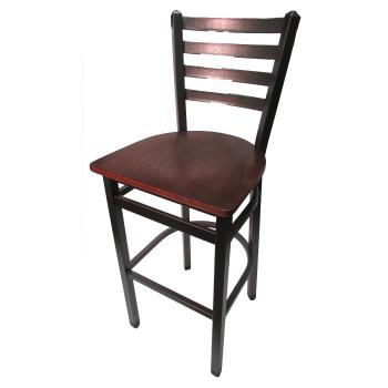 OAKSL2301W - Oak Street Mfg. - SL2301P-WA - Ladderback Barstool w/Walnut Wood Seat Product Image