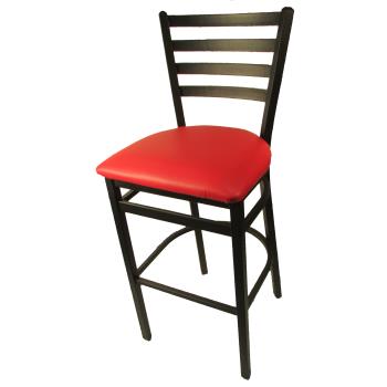 OAKSL3301RED - Oak Street Mfg. - SL3301P-RED - Extra-Large Ladderback Barstool Chair w/Red Vinyl Seat Product Image