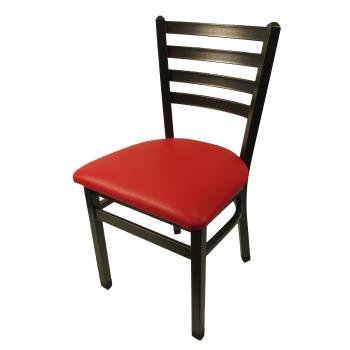 OAKSL2160SVRED - Oak Street Mfg. - SL2160P-SV-RED - Ladderback Chair w/Red Vinyl Seat & Silvervein Frame Product Image
