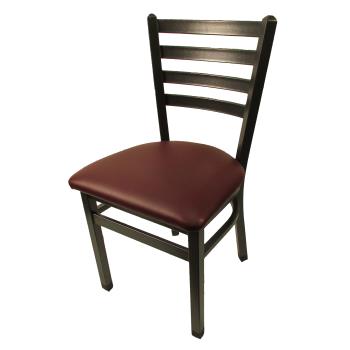 OAKSL2160SVWINE - Oak Street Mfg. - Sl2160P-SV-WINE - Ladderback Chair w/Wine Vinyl Seat & Silvervein Frame Product Image