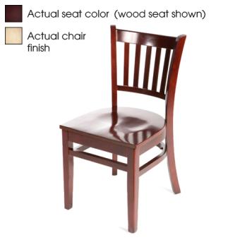 OAKWC102NWINE - Oak Street Mfg. - WC102NT-WINE - Verticalback Natural Wood Chair w/Wine Vinyl Seat Product Image