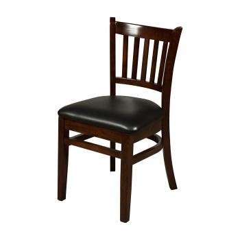 OAKWC102WBLK - Oak Street Mfg. - WC102WA-BLK - Verticalback Walnut Wood Chair w/Black Vinyl Seat Product Image