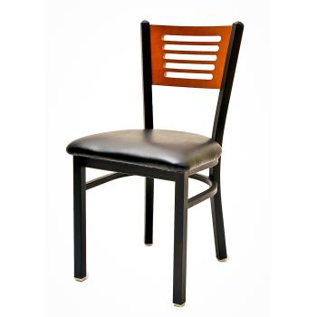 OAKSL21505CBLK - Oak Street - SL2150-5-C-BLK - 5-Line Cherry Wood Back Chair w/Black Vinyl Seat Product Image