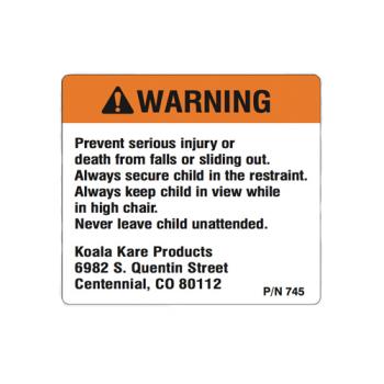 69202 - Koala - 745 - Classic High Chair Warning Label Product Image