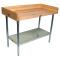 JHBDNS11 - John Boos - DNS11 - 96" Wood Top Riser Work Table w/Fixed Shelf